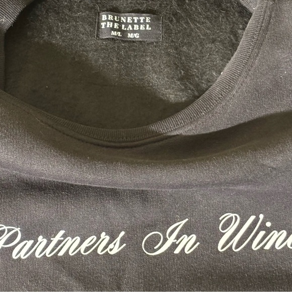 Brunette the Label prefaded oversized black sweatshirt “Partners in Wine” M/L - Picture 9 of 12